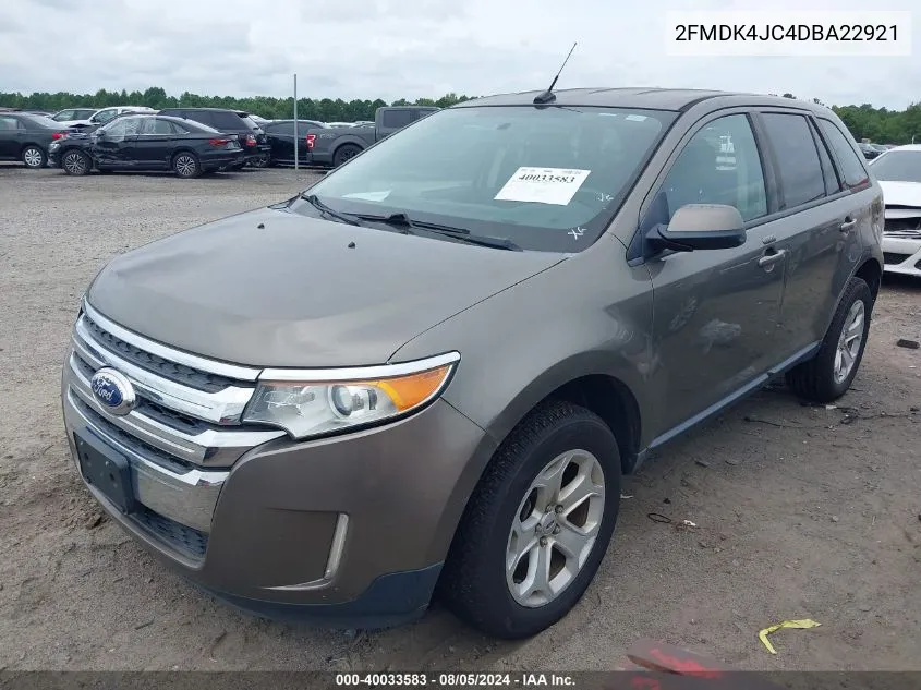 2013 Ford Edge Sel VIN: 2FMDK4JC4DBA22921 Lot: 40033583