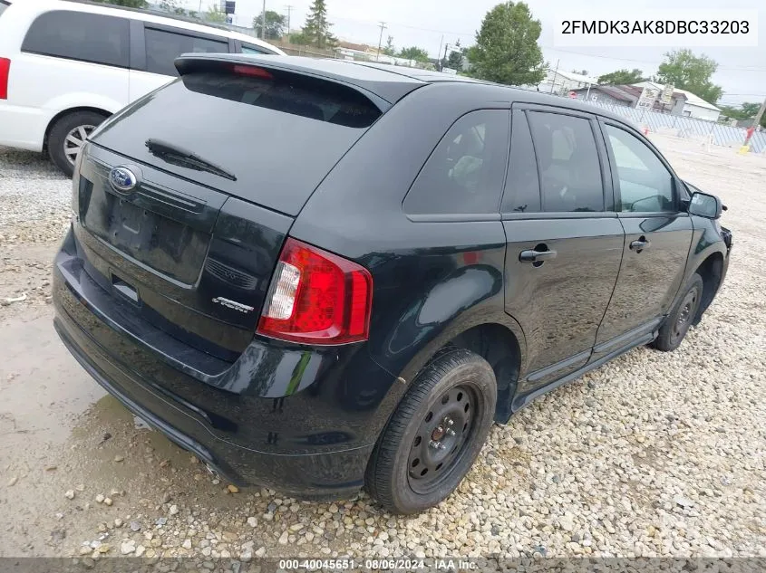 2013 Ford Edge Sport VIN: 2FMDK3AK8DBC33203 Lot: 40045651