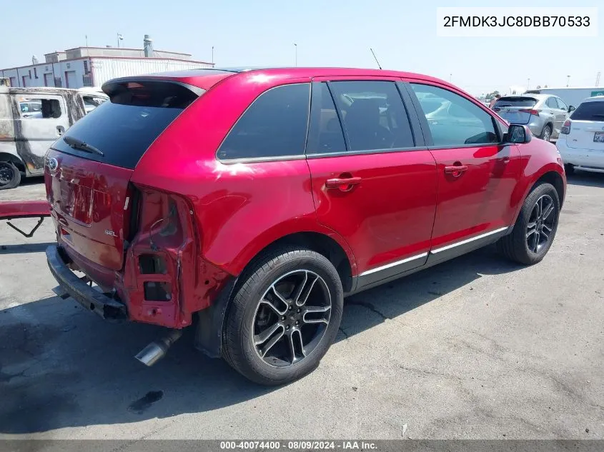 2013 Ford Edge Sel VIN: 2FMDK3JC8DBB70533 Lot: 40074400