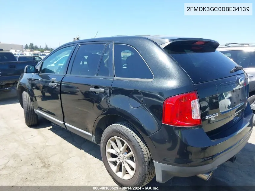 2013 Ford Edge Se VIN: 2FMDK3GC0DBE34139 Lot: 40103529