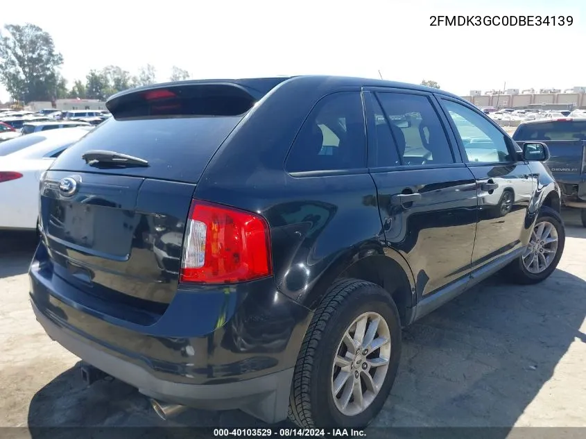 2013 Ford Edge Se VIN: 2FMDK3GC0DBE34139 Lot: 40103529