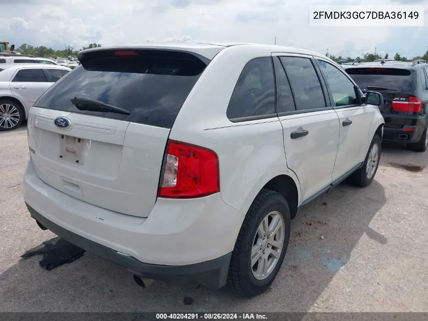 2013 Ford Edge Se VIN: 2FMDK3GC7DBA36149 Lot: 40204291