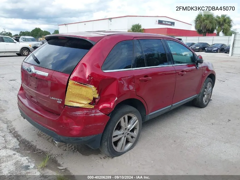 2013 Ford Edge Limited VIN: 2FMDK3KC7DBA45070 Lot: 40206289