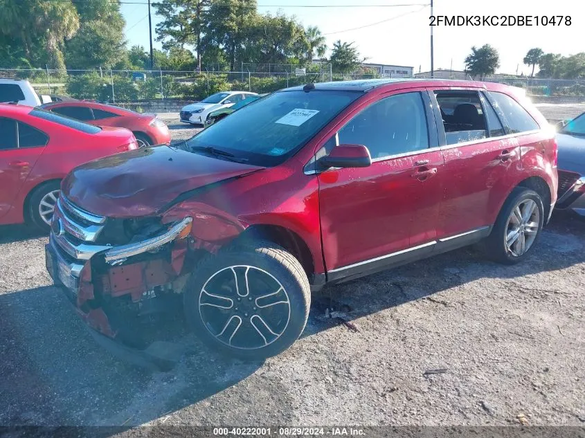 2013 Ford Edge Limited VIN: 2FMDK3KC2DBE10478 Lot: 40222001