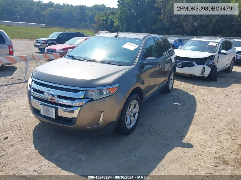 2013 Ford Edge Sel VIN: 2FMDK3J98DBC94791 Lot: 40246294