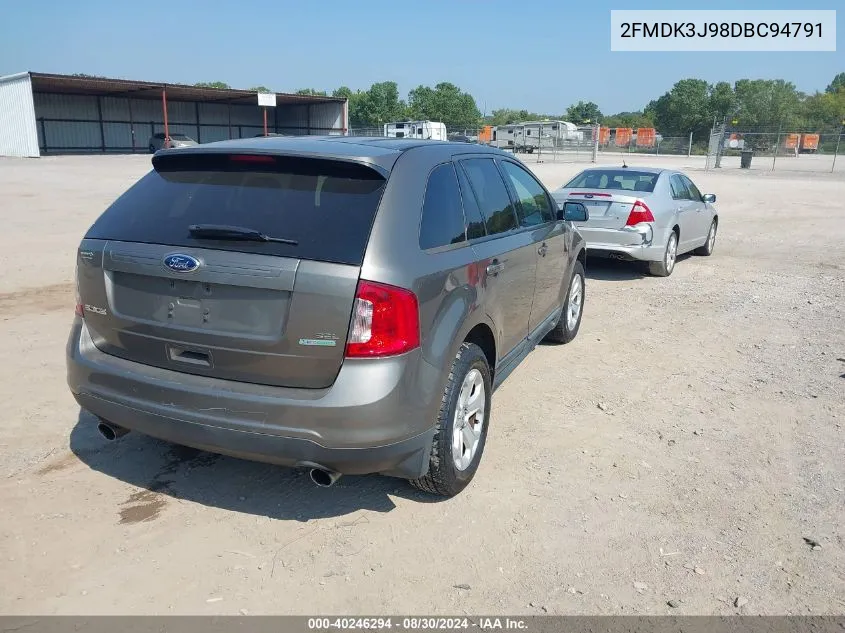 2013 Ford Edge Sel VIN: 2FMDK3J98DBC94791 Lot: 40246294