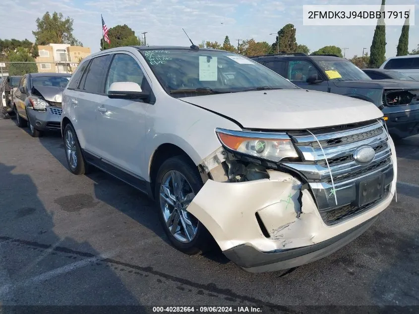 2013 Ford Edge Sel VIN: 2FMDK3J94DBB17915 Lot: 40282664