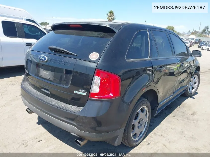 2013 Ford Edge Sel VIN: 2FMDK3J92DBA26187 Lot: 40292029