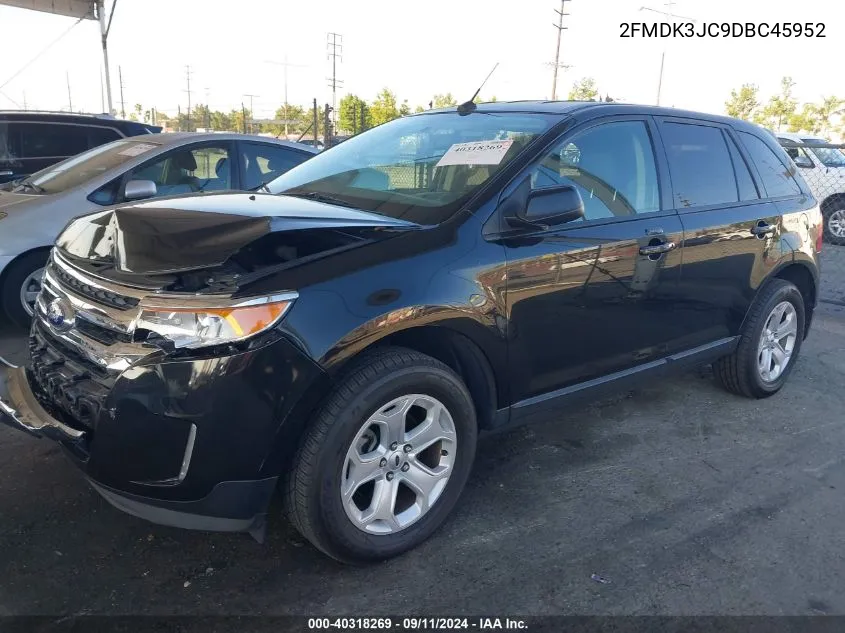 2013 Ford Edge Sel VIN: 2FMDK3JC9DBC45952 Lot: 40318269