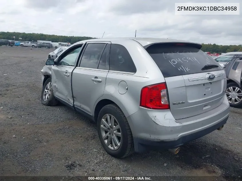 2013 Ford Edge Limited VIN: 2FMDK3KC1DBC34958 Lot: 40335061