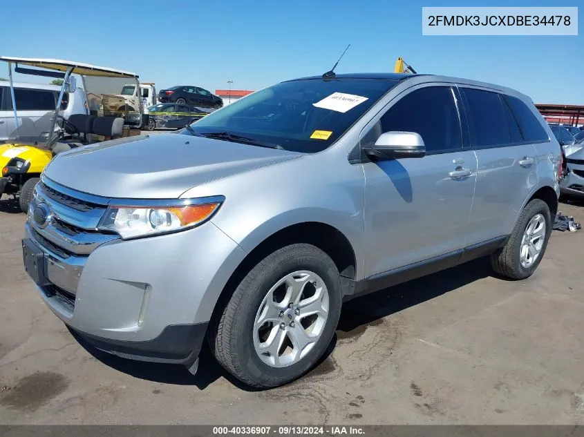 2013 Ford Edge Sel VIN: 2FMDK3JCXDBE34478 Lot: 40336907