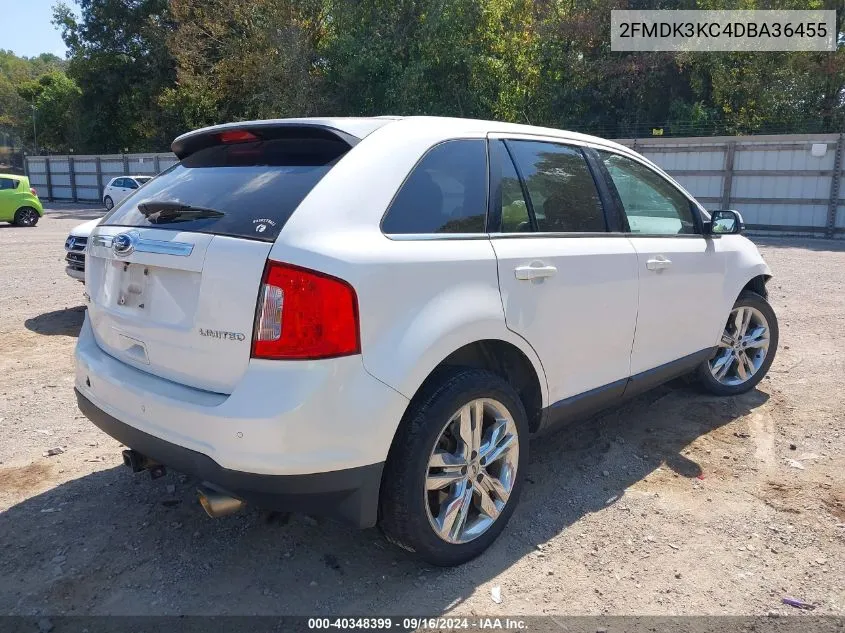 2013 Ford Edge Limited VIN: 2FMDK3KC4DBA36455 Lot: 40348399