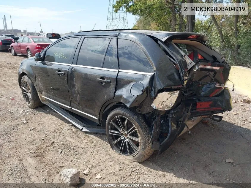 2013 Ford Edge Limited VIN: 2FMDK3K98DBA04919 Lot: 40392902