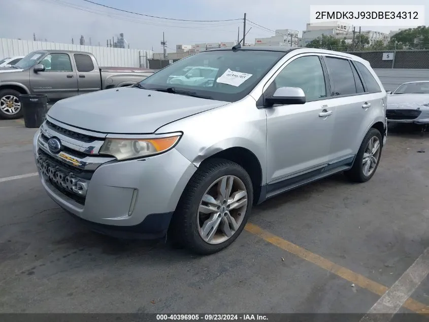 2013 Ford Edge Sel VIN: 2FMDK3J93DBE34312 Lot: 40396905