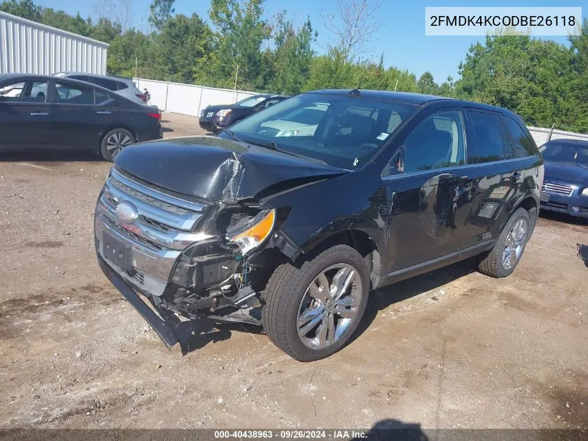 2013 Ford Edge Limited VIN: 2FMDK4KCODBE26118 Lot: 40438963