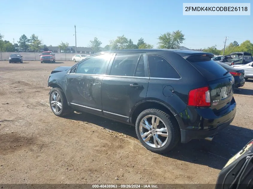 2013 Ford Edge Limited VIN: 2FMDK4KCODBE26118 Lot: 40438963