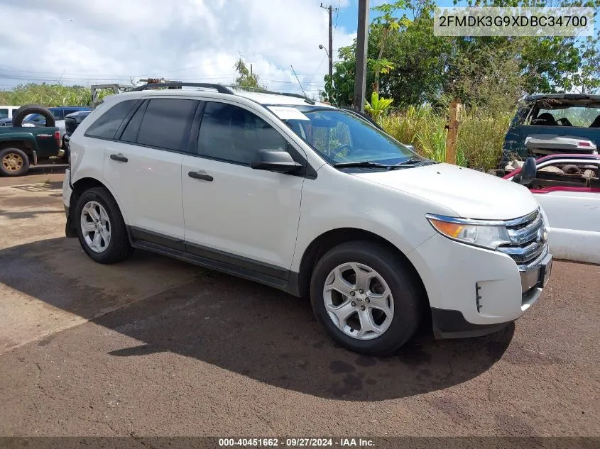 2013 Ford Edge Se VIN: 2FMDK3G9XDBC34700 Lot: 40451662