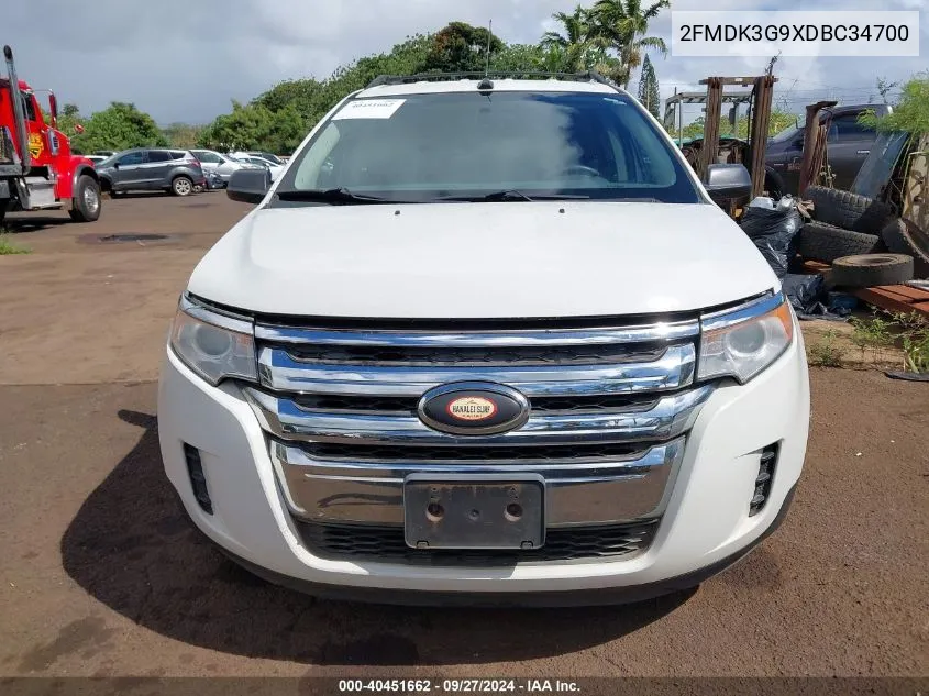 2013 Ford Edge Se VIN: 2FMDK3G9XDBC34700 Lot: 40451662