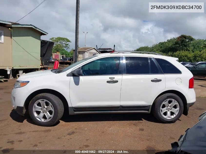 2013 Ford Edge Se VIN: 2FMDK3G9XDBC34700 Lot: 40451662