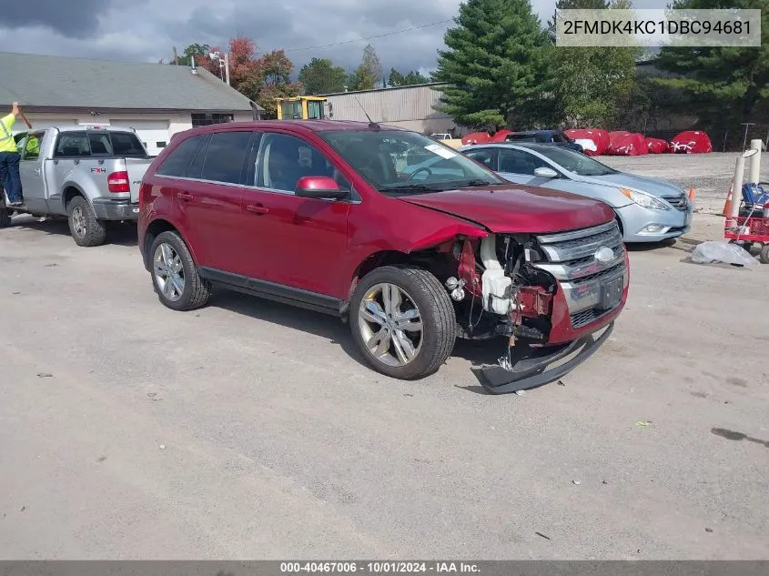 2013 Ford Edge Limited VIN: 2FMDK4KC1DBC94681 Lot: 40467006