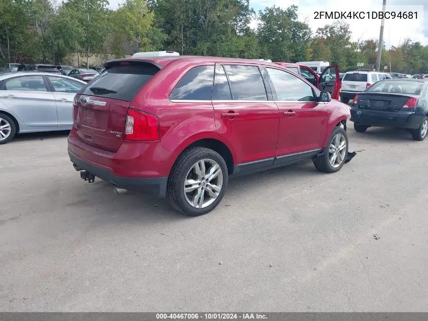 2013 Ford Edge Limited VIN: 2FMDK4KC1DBC94681 Lot: 40467006