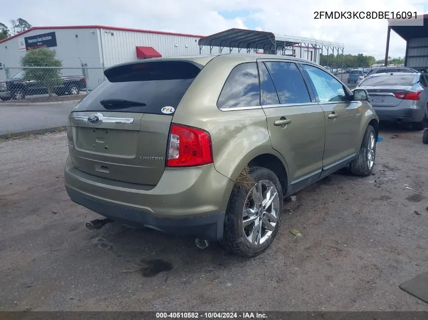 2013 Ford Edge Limited VIN: 2FMDK3KC8DBE16091 Lot: 40510582