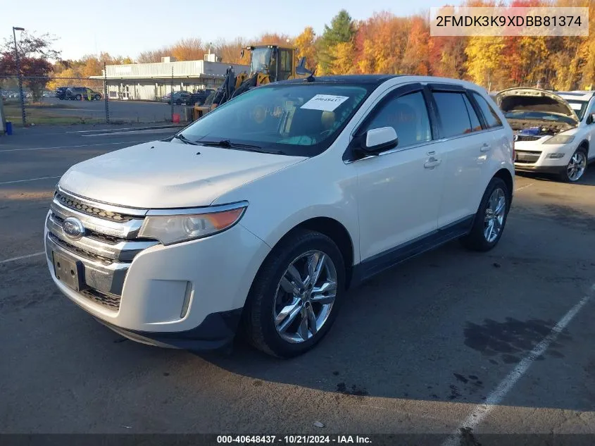 2013 Ford Edge Limited VIN: 2FMDK3K9XDBB81374 Lot: 40648437