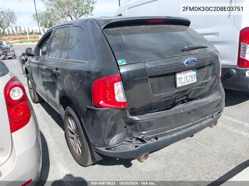 2013 Ford Edge Se VIN: 2FMDK3GC2DBE03751 Lot: 40676622