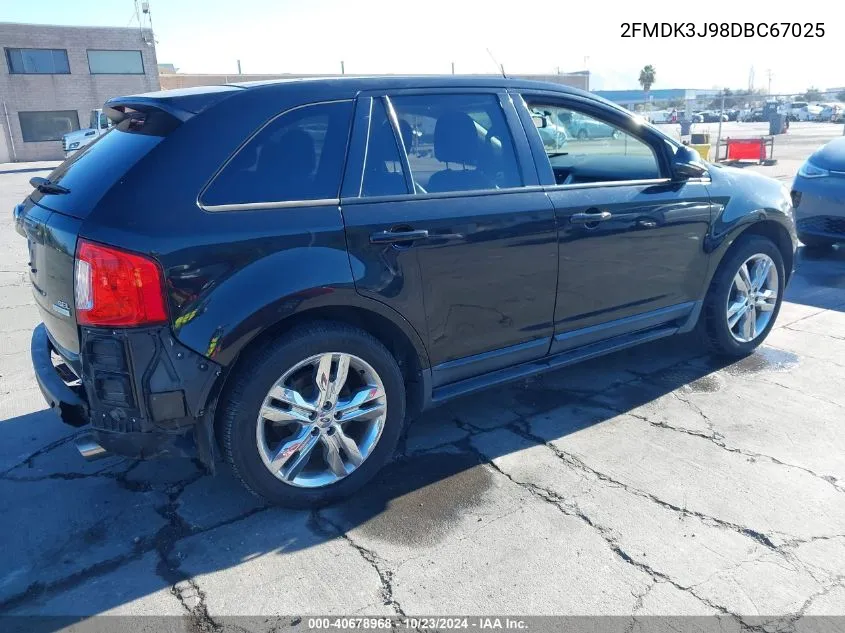 2013 Ford Edge Sel VIN: 2FMDK3J98DBC67025 Lot: 40678968