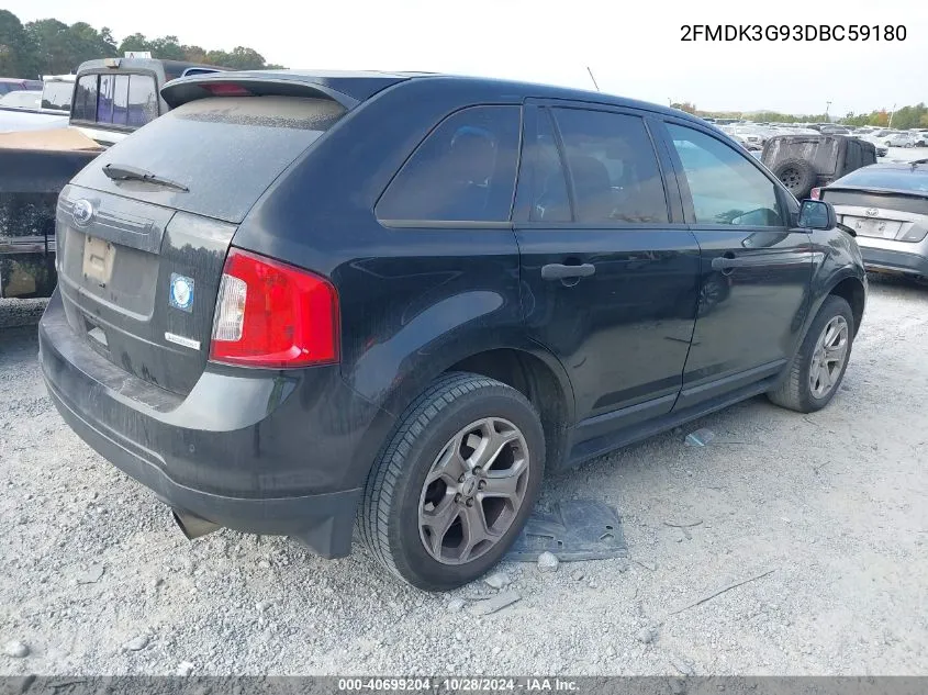 2013 Ford Edge Se VIN: 2FMDK3G93DBC59180 Lot: 40699204