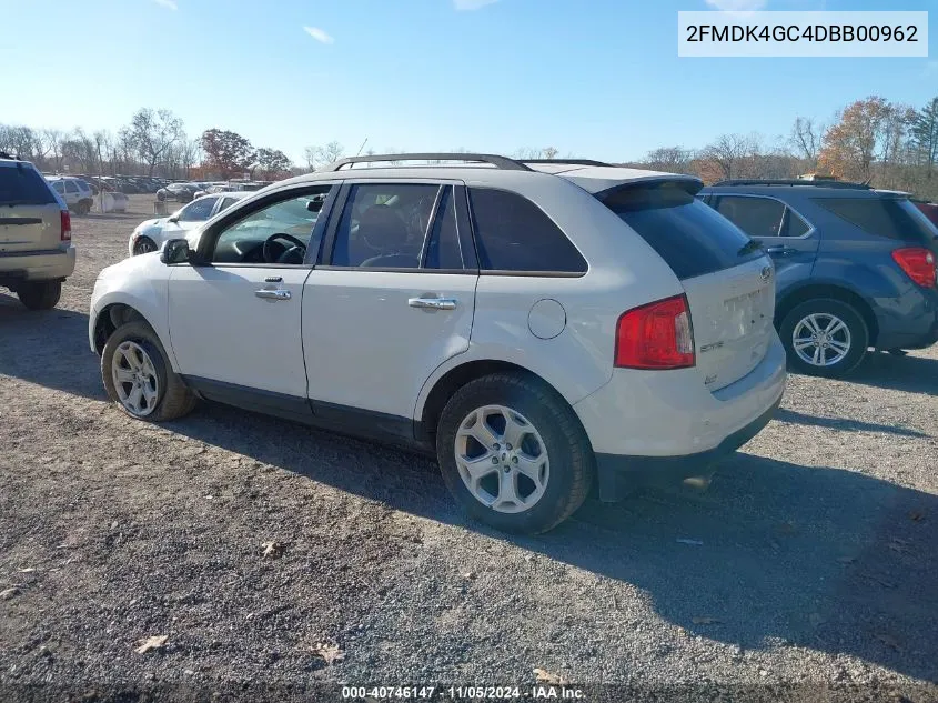 2013 Ford Edge Se VIN: 2FMDK4GC4DBB00962 Lot: 40746147