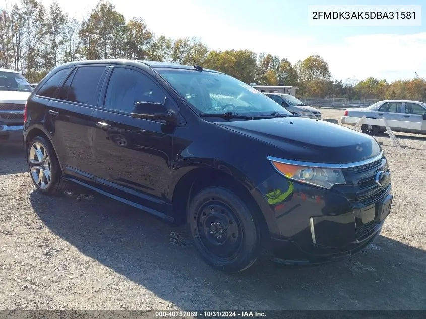 2013 Ford Edge Sport VIN: 2FMDK3AK5DBA31581 Lot: 40757089