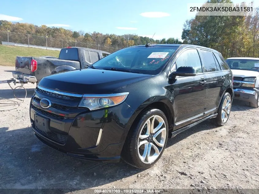 2013 Ford Edge Sport VIN: 2FMDK3AK5DBA31581 Lot: 40757089