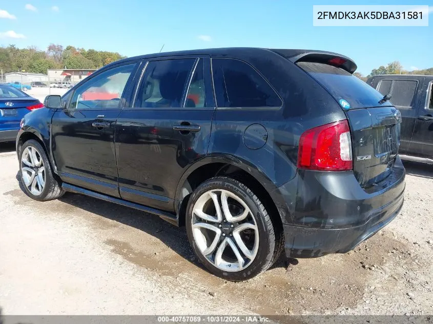 2013 Ford Edge Sport VIN: 2FMDK3AK5DBA31581 Lot: 40757089