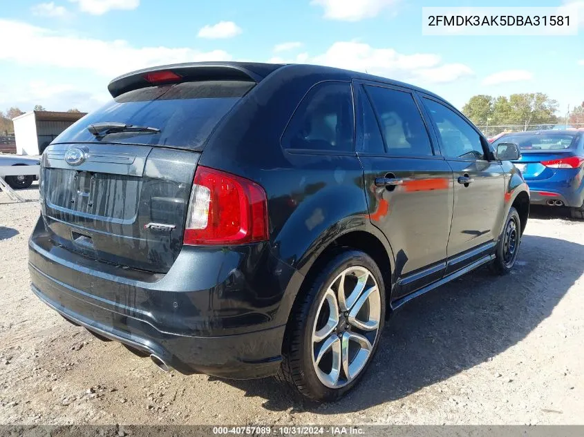 2013 Ford Edge Sport VIN: 2FMDK3AK5DBA31581 Lot: 40757089