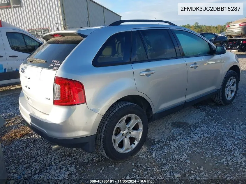 2013 Ford Edge Sel VIN: 2FMDK3JC2DBB16287 Lot: 40765181