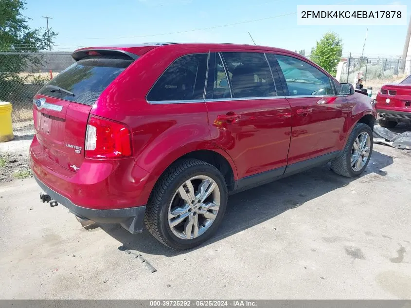 2014 Ford Edge Limited VIN: 2FMDK4KC4EBA17878 Lot: 39725292