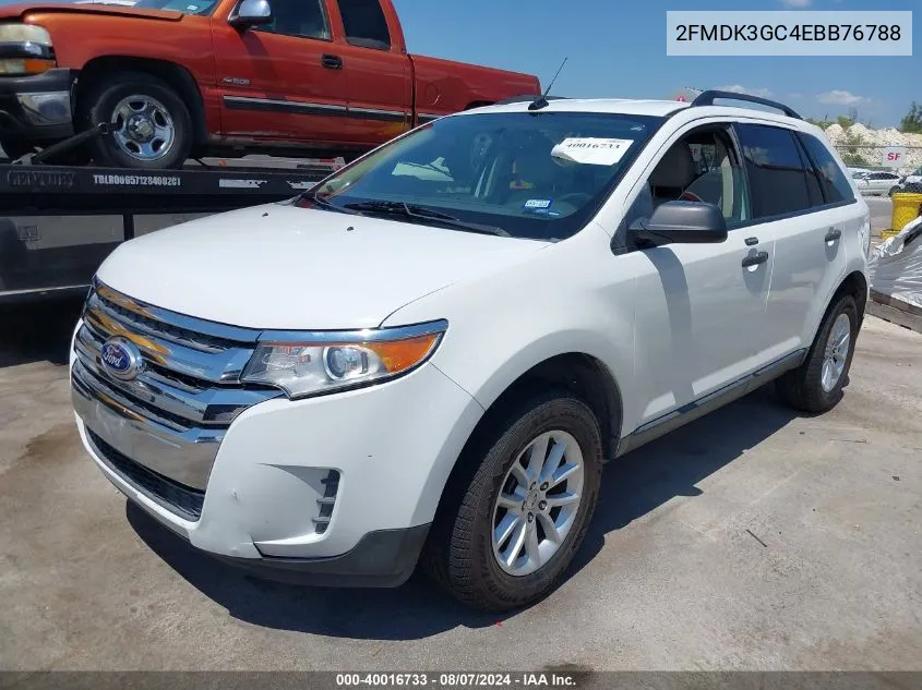 2014 Ford Edge Se VIN: 2FMDK3GC4EBB76788 Lot: 40016733