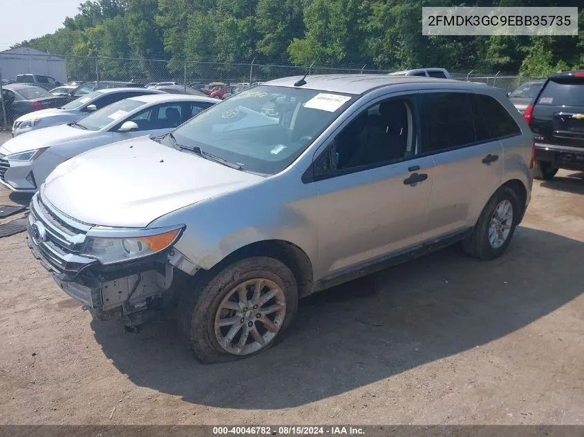 2014 Ford Edge Se VIN: 2FMDK3GC9EBB35735 Lot: 40046782