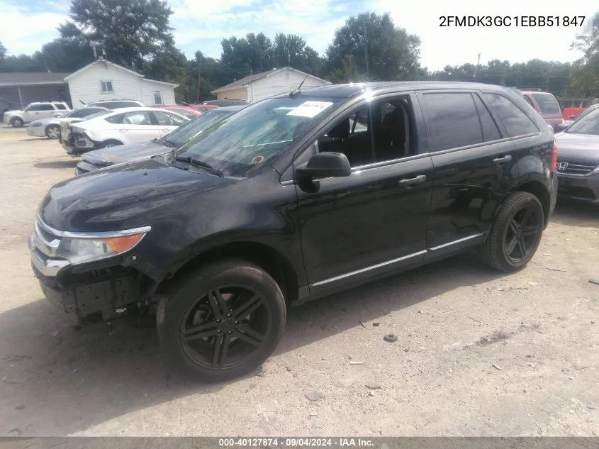 2014 Ford Edge Se VIN: 2FMDK3GC1EBB51847 Lot: 40127874