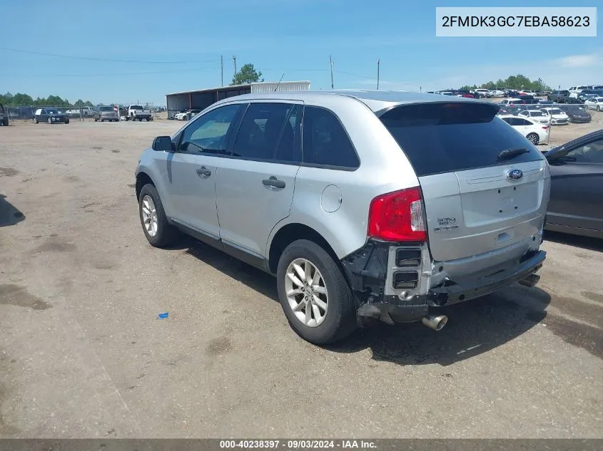 2014 Ford Edge Se VIN: 2FMDK3GC7EBA58623 Lot: 40238397