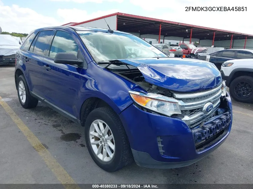 2014 Ford Edge Se VIN: 2FMDK3GCXEBA45851 Lot: 40380233