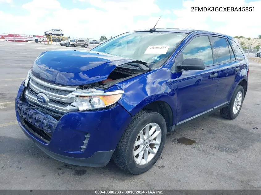 2014 Ford Edge Se VIN: 2FMDK3GCXEBA45851 Lot: 40380233