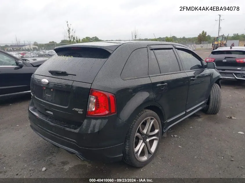 2014 Ford Edge Sport VIN: 2FMDK4AK4EBA94078 Lot: 40410060