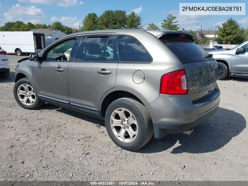 2014 Ford Edge Sel VIN: 2FMDK4JC0EBA28751 Lot: 40532851