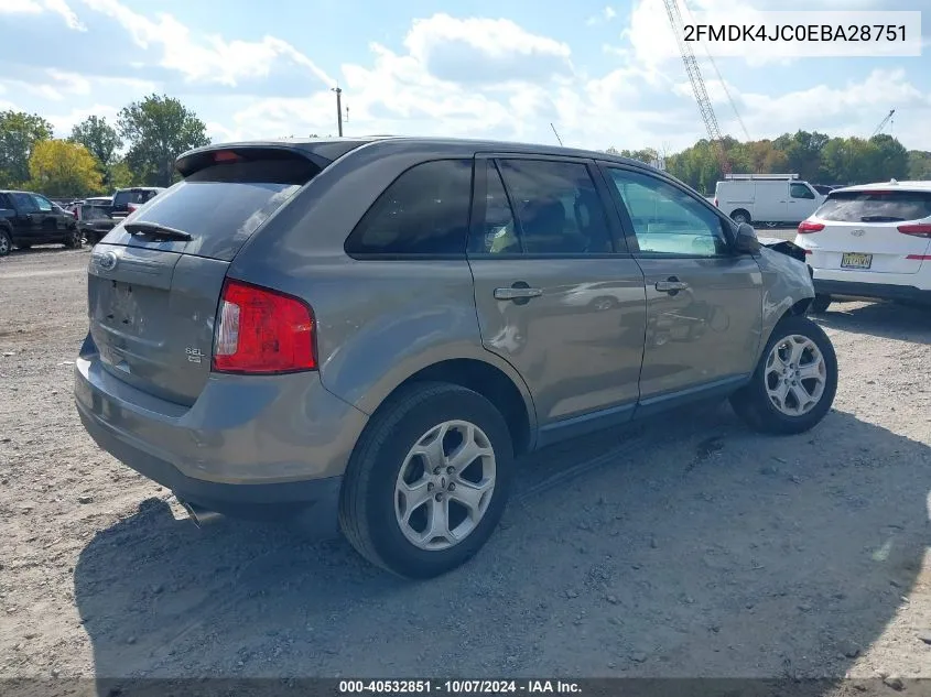 2014 Ford Edge Sel VIN: 2FMDK4JC0EBA28751 Lot: 40532851