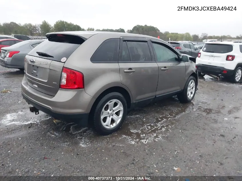 2014 Ford Edge Sel VIN: 2FMDK3JCXEBA49424 Lot: 40737373