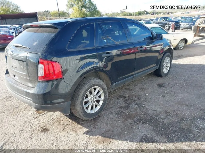 2014 Ford Edge Se VIN: 2FMDK3GC4EBA04597 Lot: 40763769