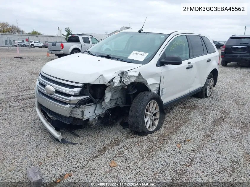 2014 Ford Edge Se VIN: 2FMDK3GC3EBA45562 Lot: 40819922