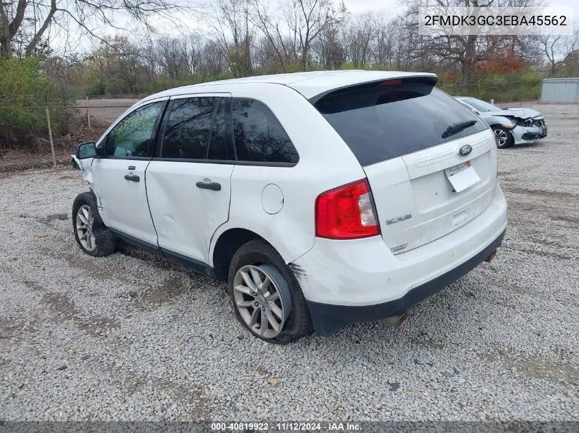 2014 Ford Edge Se VIN: 2FMDK3GC3EBA45562 Lot: 40819922